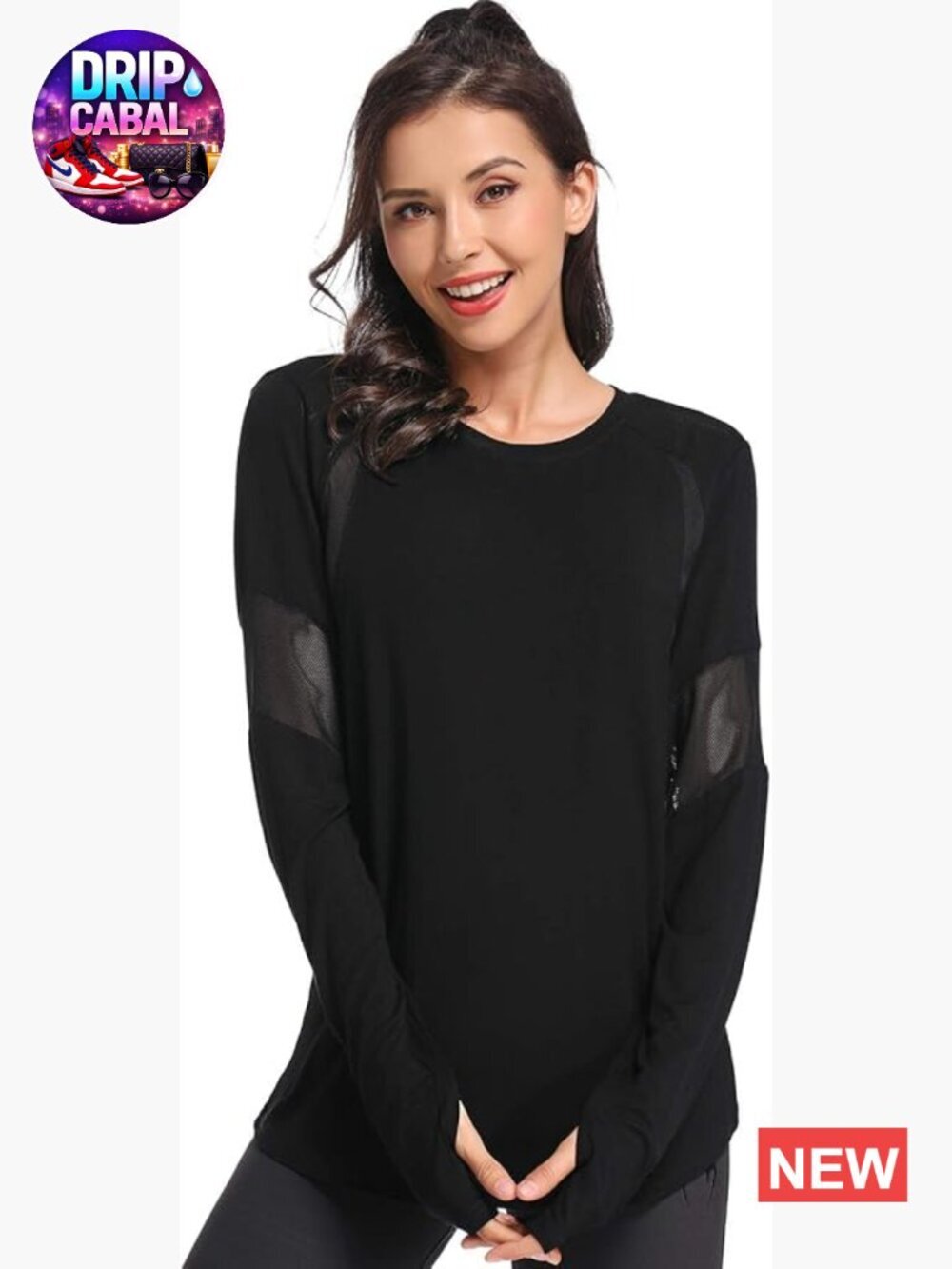 Long Sleeve Workout Yoga T-Shirt with Thumb Hole Activewear